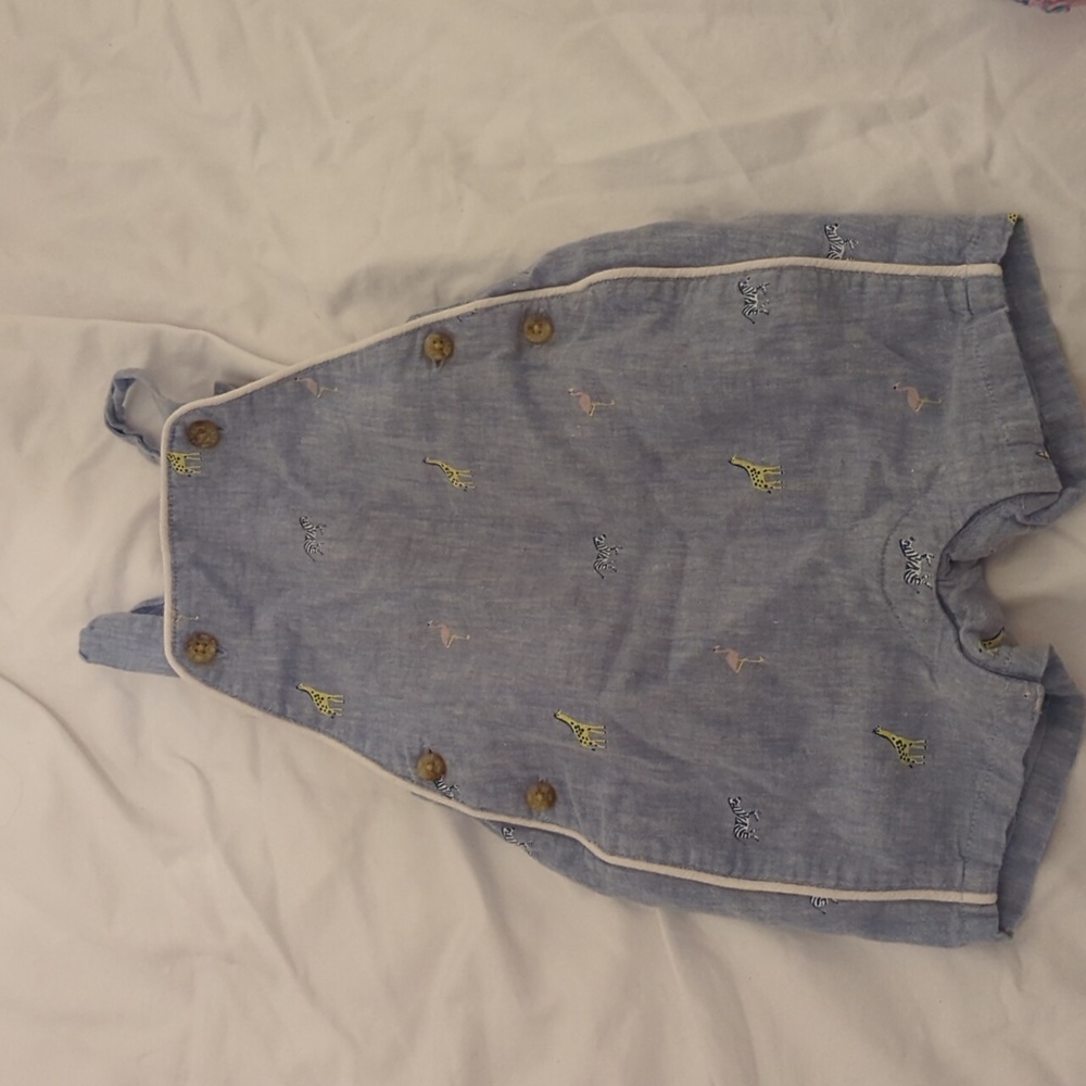 Janie and Jack boy jumper chambray blue Safari animal print size 3 to 6 months